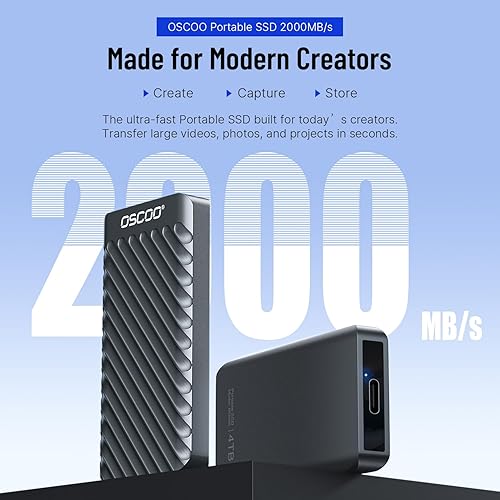 Miniatura 2 de Disco duro SSD portátil de 2 TB, hasta 2000 MBs, USB 3.2 Gen 2x2, unidad externa de estado sólido, dual USB-C y A, compatible con iPhone 151617,