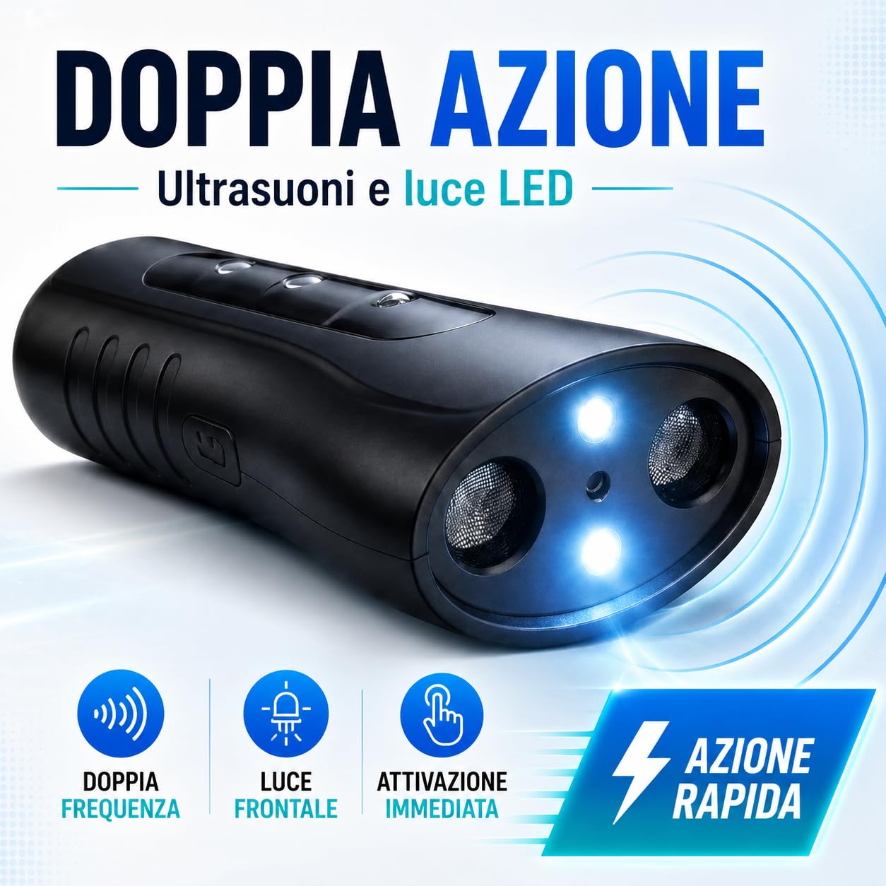 Repellente Ultrasonico Portatile per Cani - Dispositivo Ultrasuoni Dissuasore Antiabbaio e Addestramento con Doppia Frequenza e Torcia LED - Scacciacani Tascabile di Sicurezza e Difesa
