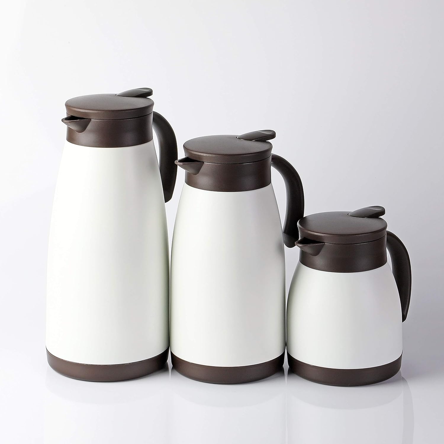 パール金属 ポット 卓上ポット テーブルポット 500ml ステンレス製 保温 保冷 ホワイト×ブラウン エコット HB-4380