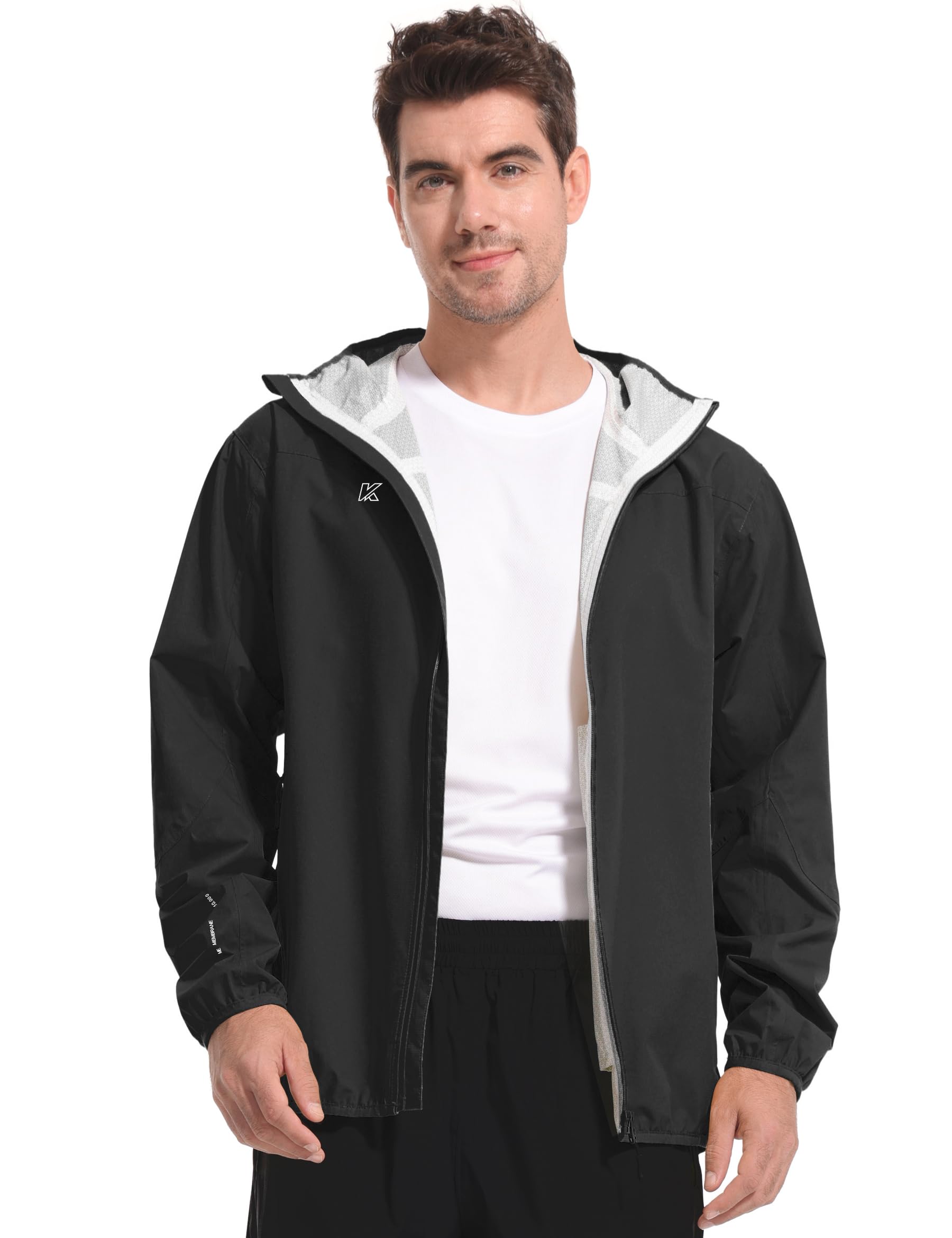 KUTOOK Veste de pluie imperméable à capuche légère et respirante pour homme, pour cyclisme, randonnée, course à pied, taille S à 3XL