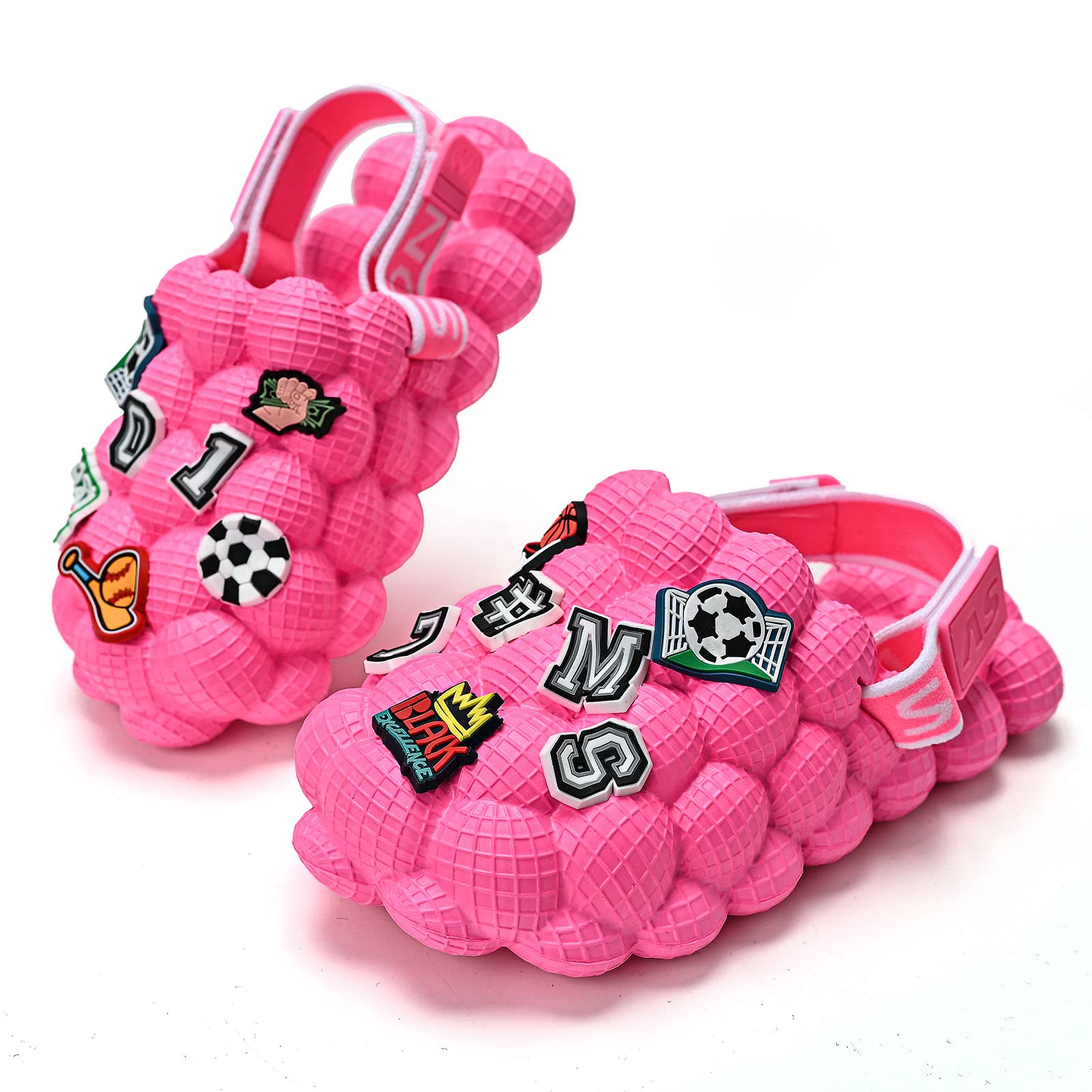 QIGEGE Kids Bubble Slides with Easter Charms Boys Girls Golf Ball Shoes, Funny Massage Bubble Slippers Kids Non-Slip House Slippers Beach Sandal, Easter Gift