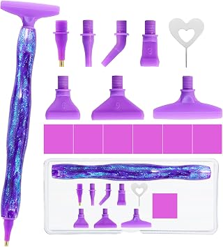 ZYNYXY 16PCS Ergonomic Diamond Art Pens Kits, Resin Diamond Painting Pen with Multifunctional Plastic Screw Thread Tips for 5D Diamond Painting Starry Purple B