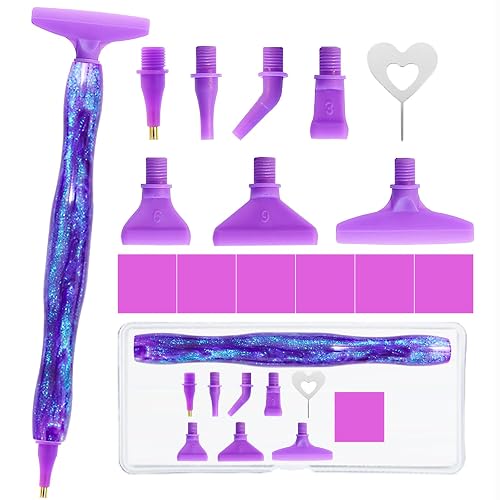 ZYNYXY 16PCS Ergonomic Diamond Art Pens Kits, Resin Diamond Painting Pen with Multifunctional Plastic Screw Thread Tips for 5D Diamond Painting (Starry Purple B)