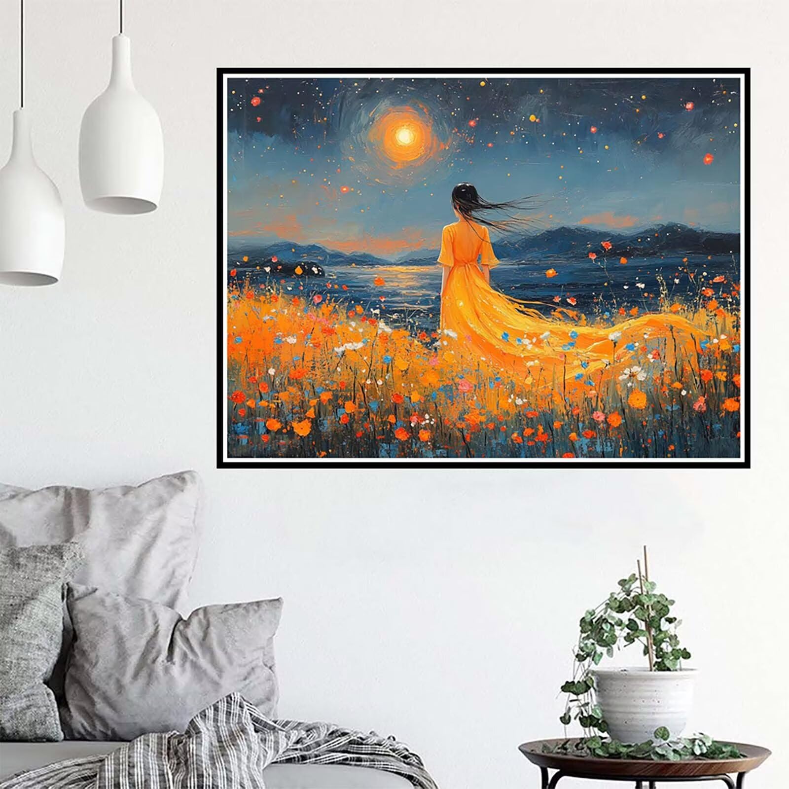 Diamentowe malowanie, diamentowy obraz księżyc diament malarstwo dla dorosłych duży format 130 x 100 cm, 5D DIY haft diamentowy ścieg krzyżykowy kreatywne hobby dorośli do dekoracji domu