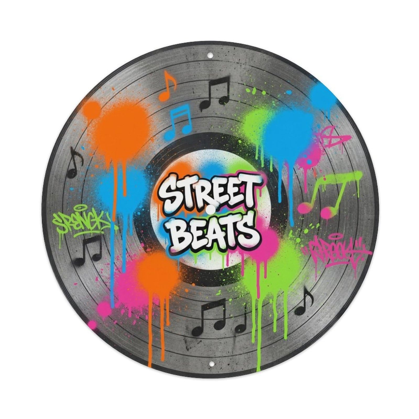 Record Cover Style Graffiti Urban Vinyl Groove Metal Tin Sign