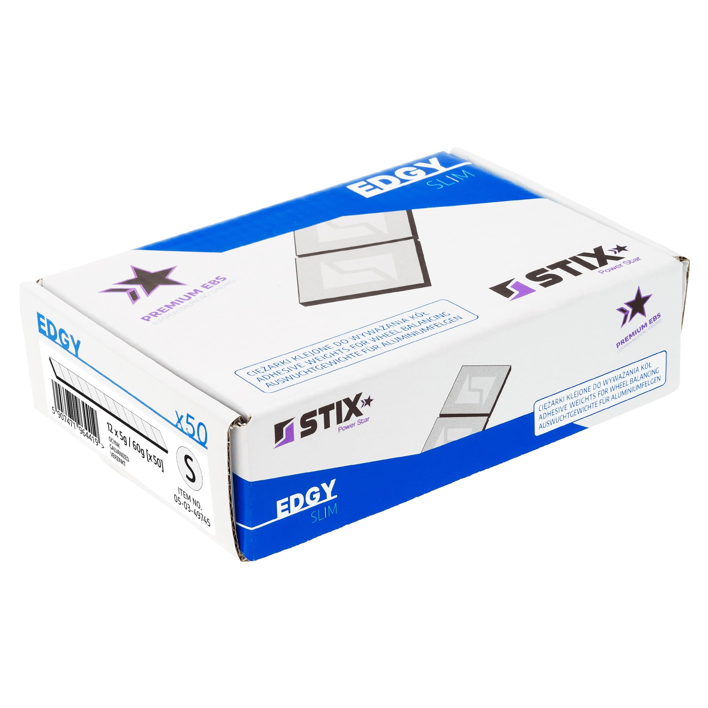 Stix Edgy Slim - Pesi adesivi, 4800 pezzi, 5 g, 400 strisce da 60 g, zincate, 3,5 mm, design sottile con pellicola adesiva per cerchioni in alluminio e cerchioni per auto, 24 kg