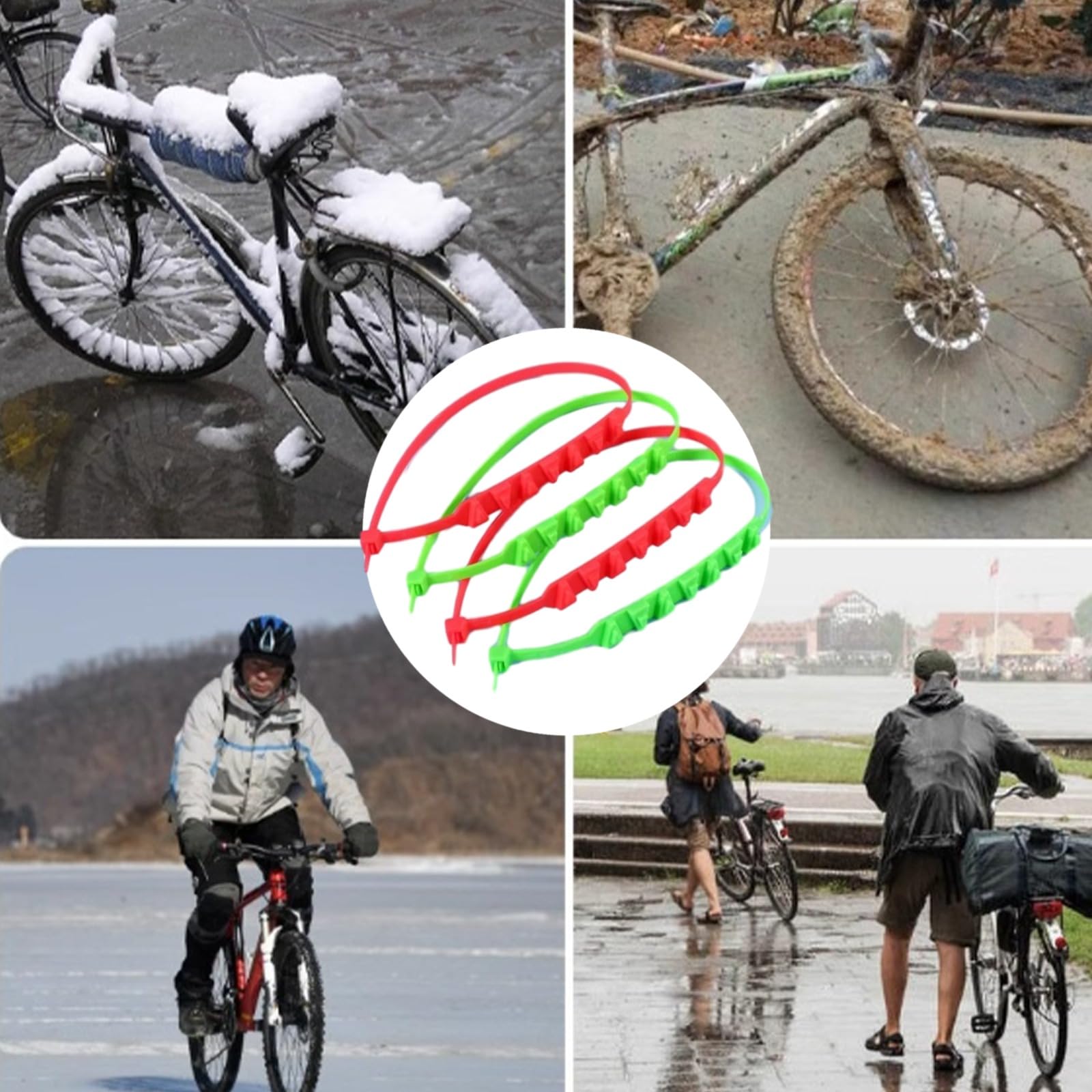 Fascette stringicavo per catene da neve, per moto e biciclette, 20 catene antiscivolo per pneumatici per neve, fascette per pneumatici da neve, impugnature per pneumatici per moto per guida