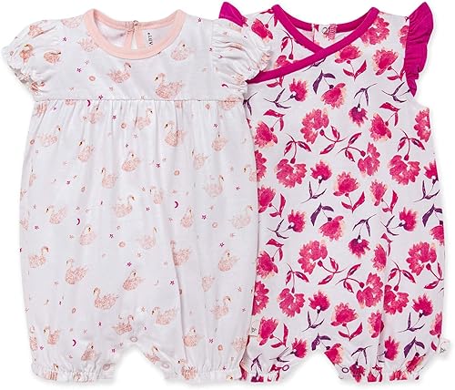 Burt's Bees Baby Baby-girls - Conjunto de 2 burbujas, overol de una pieza, 100% algodón orgánico