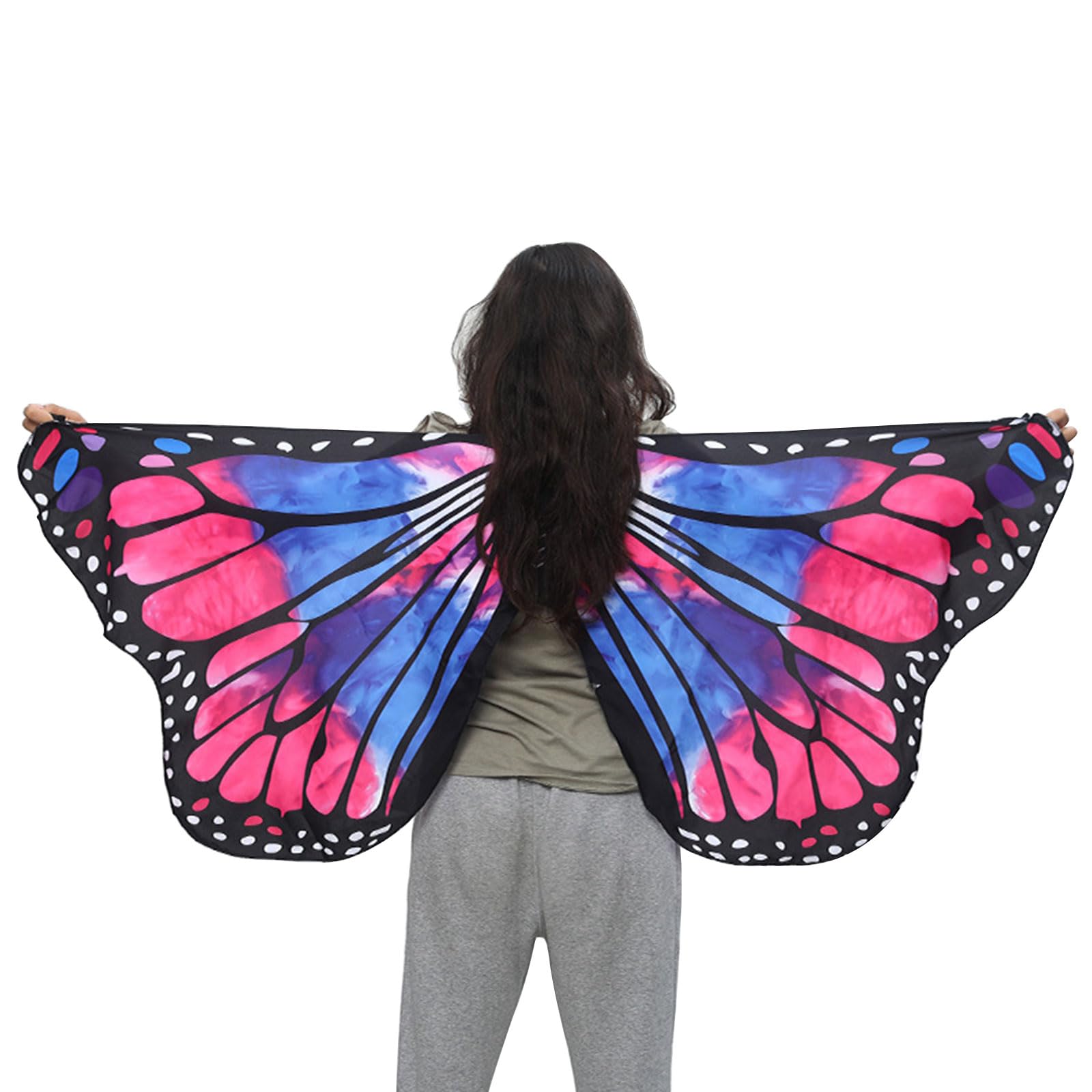 Kabwea 1 Blue-Pink Carnival Suspenders with Butterfly Design for Adults Women's Fancy Dress, Women's Costumes, Group Costume Adults