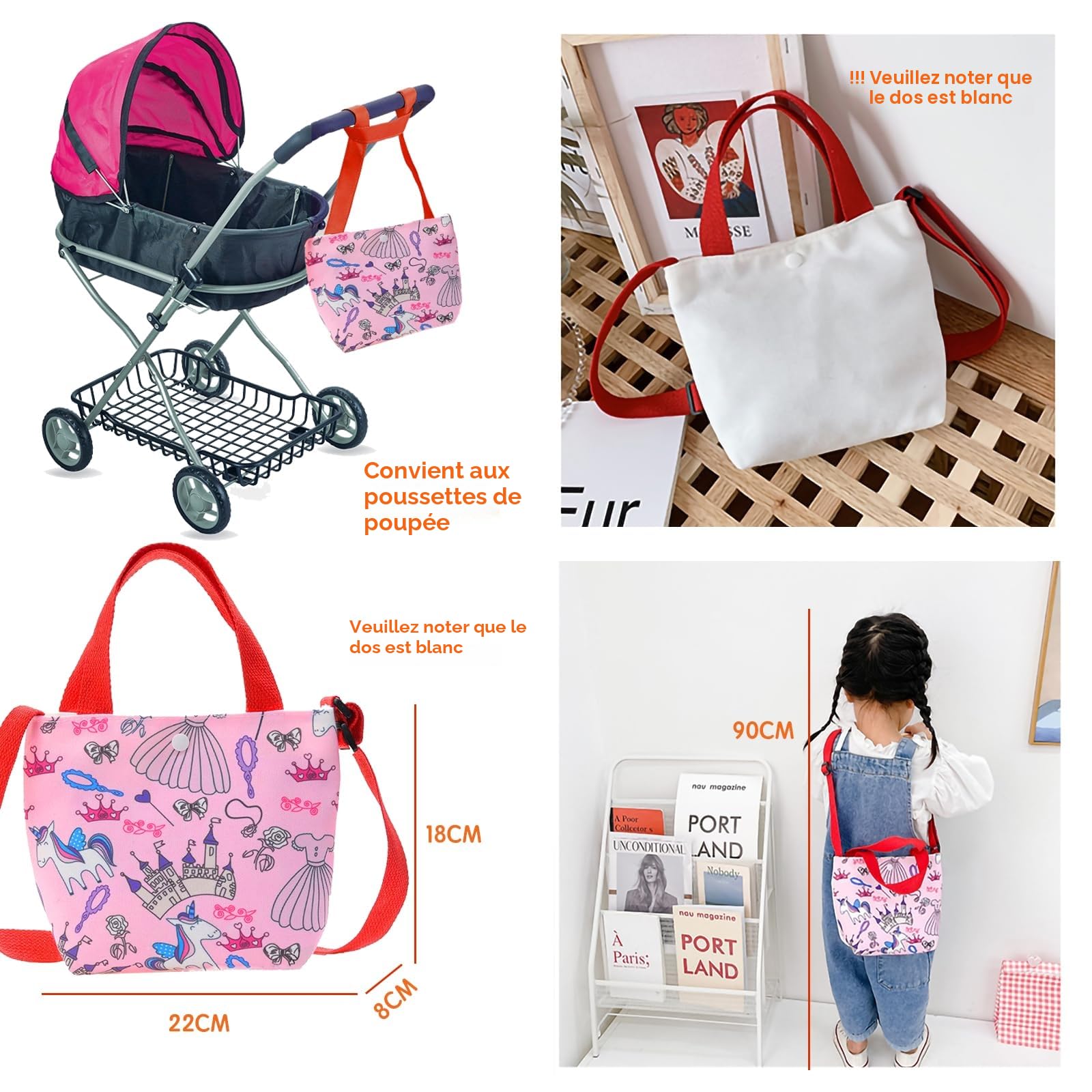 Accessoires pour poupée de bébé, accessoires pour poupée avec vêtements pour poupée, tétine pour poupée, sac à couches pour poupée, cadeau pour fille