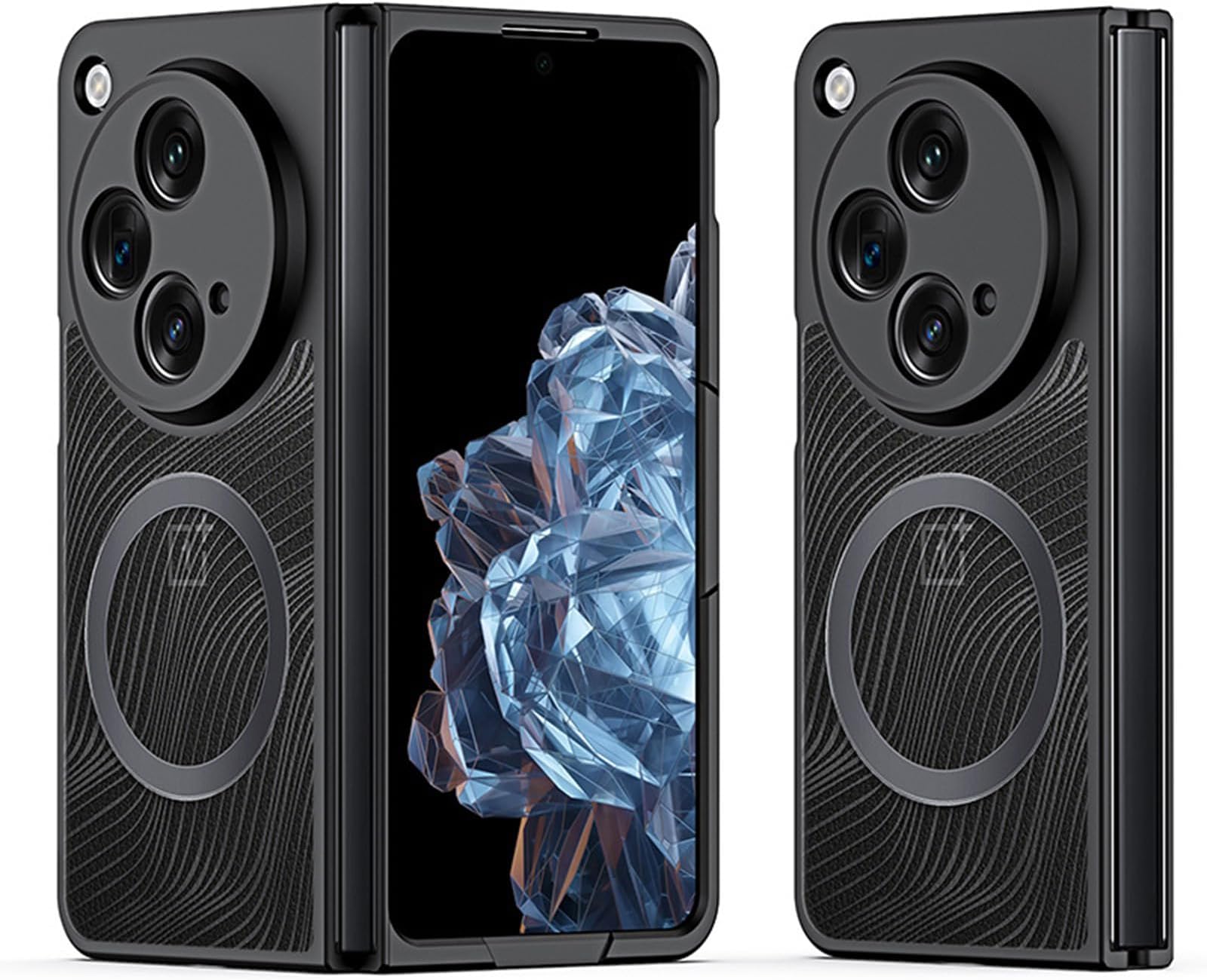 HOH for OnePlus Open Case, OnePlus Open Phone Case, Ultra Slim Premium Matte Folding Design 360 Full Body Protection Shock Absorbing Anti-Scratch Case Cover for OnePlus Open (Black) (Magnetic)