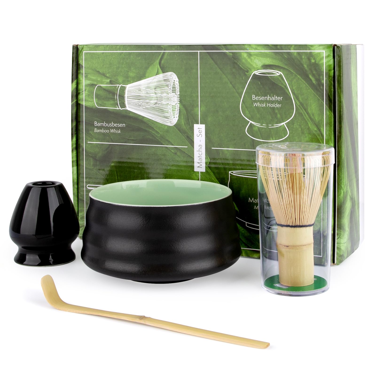 Service à thé matcha japonais pour débutants avec fouet en bambou et cuillère