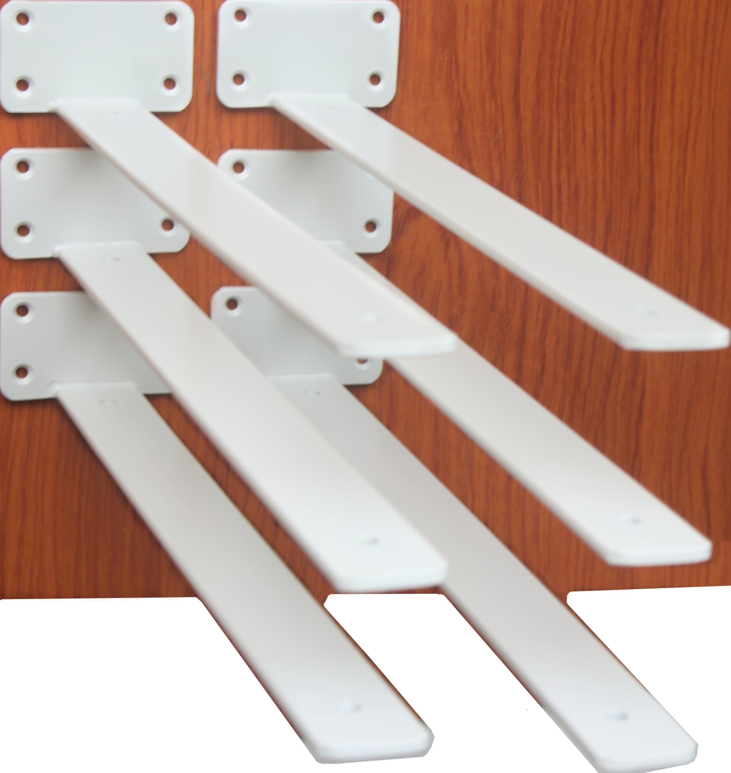 6 Pack - 18 inch White Hidden L Shelf Bracket (1/5 Inch Thicked) Iron Floating Shelf Brackets Rustic Industrial Metal Brackets for Shelf Support