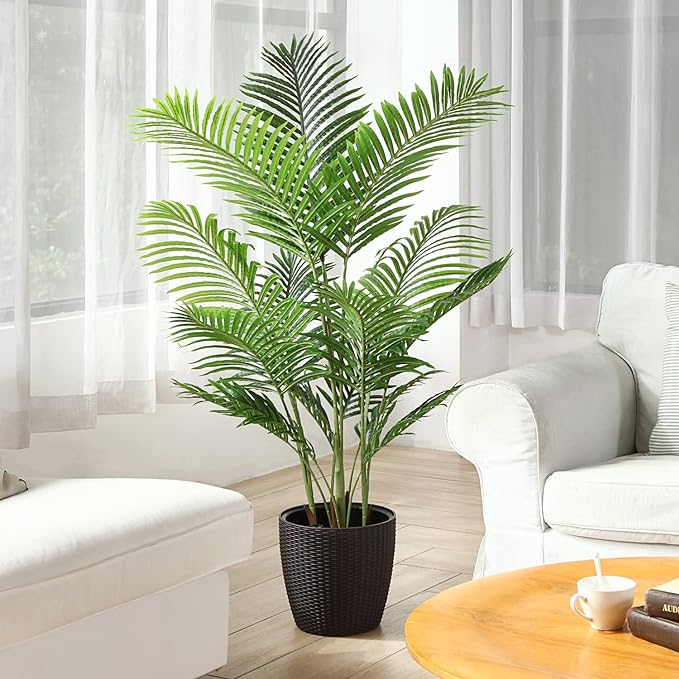 Fopamtri Artificial Areca Palm Plant 140cm Fake Palm Tree with 15