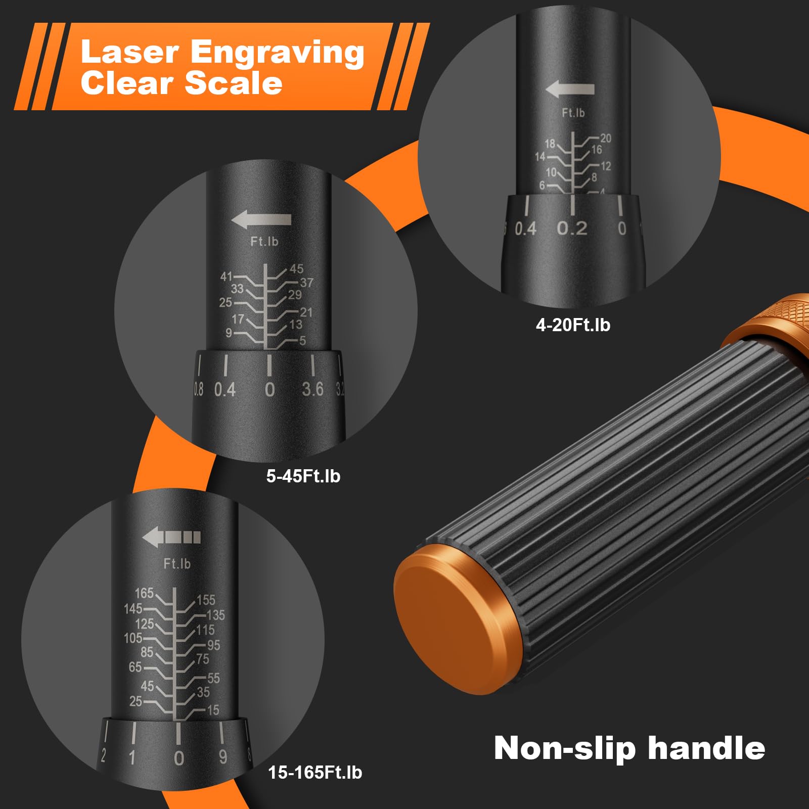 Set di 3 chiavi dinamometriche, 1/4, 3/8, 1/2", calibrazione ad alta precisione ± 3% per biciclette, moto, automotive, meccaniche