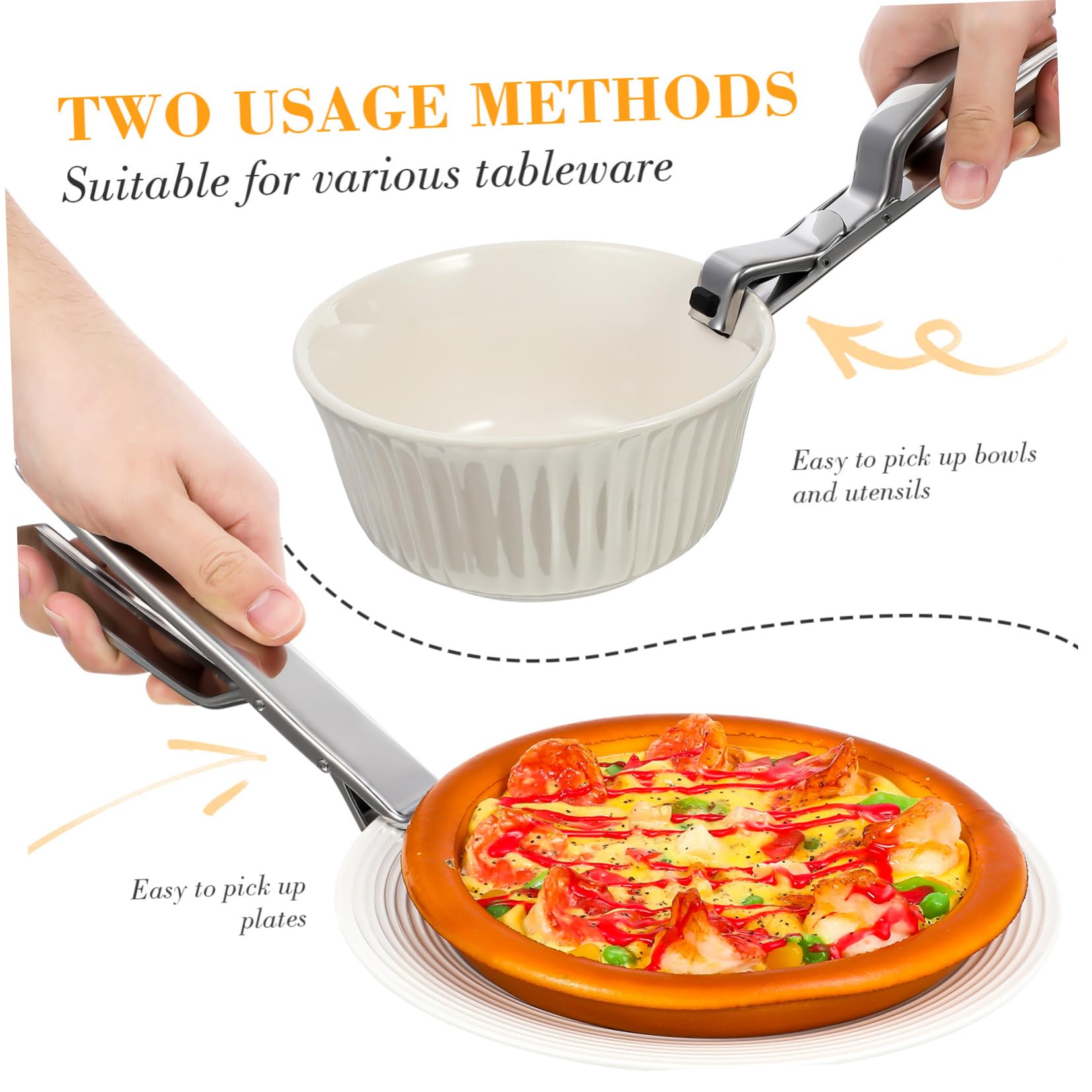 MAGICLULU Pinza de Cocina de Acero Inoxidable Resistente Corrosión con Operación Mano para Sujetar Platos Calientes y Recipientes en Cocina y Horno