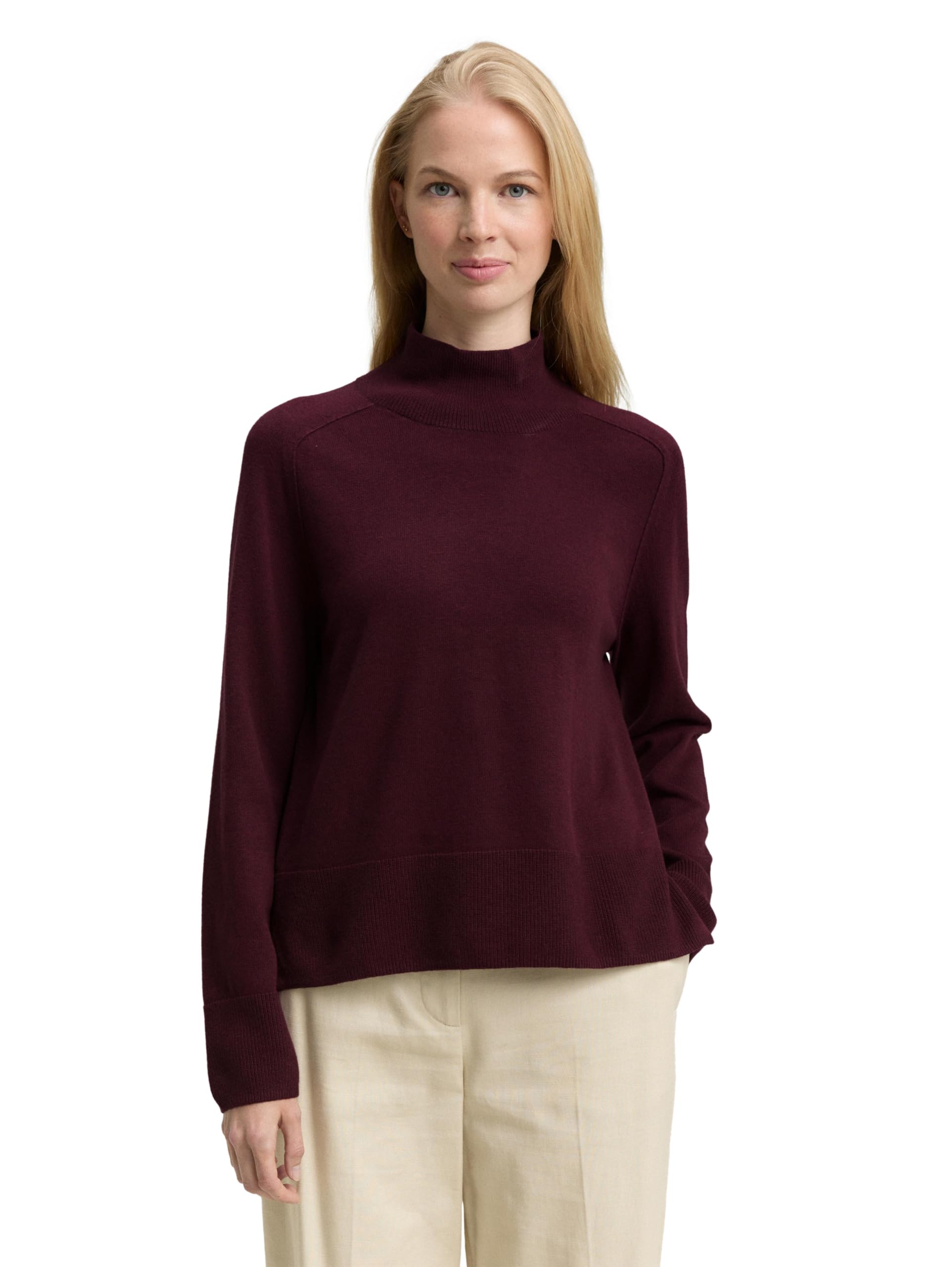 Tom Tailor Damen 1047698 Strickpullover mit Stehkragen