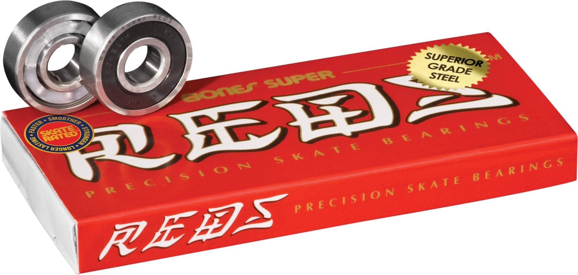Bones Bearings Unisex - Adult Super Red Bearings, Silver, 2 x 0.5 x 2