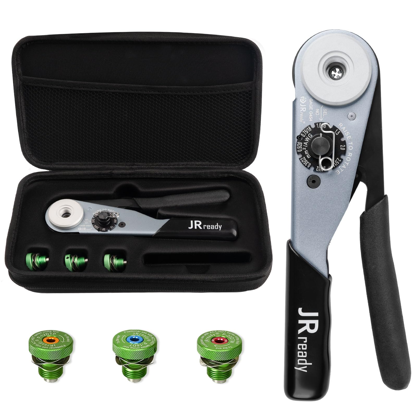 JRready ST2180 Deutsch Crimpzange, DT,DTM,DTP Steckverbinder Crimpzange mit drei Positionierern, 0.35-3mm² ACT-HDT Crimpwerkzeug für Auto