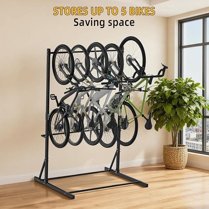 Soporte de pared para bicicletas FAHKNS, 5 bicicletas, vertical, acero miniatura 3