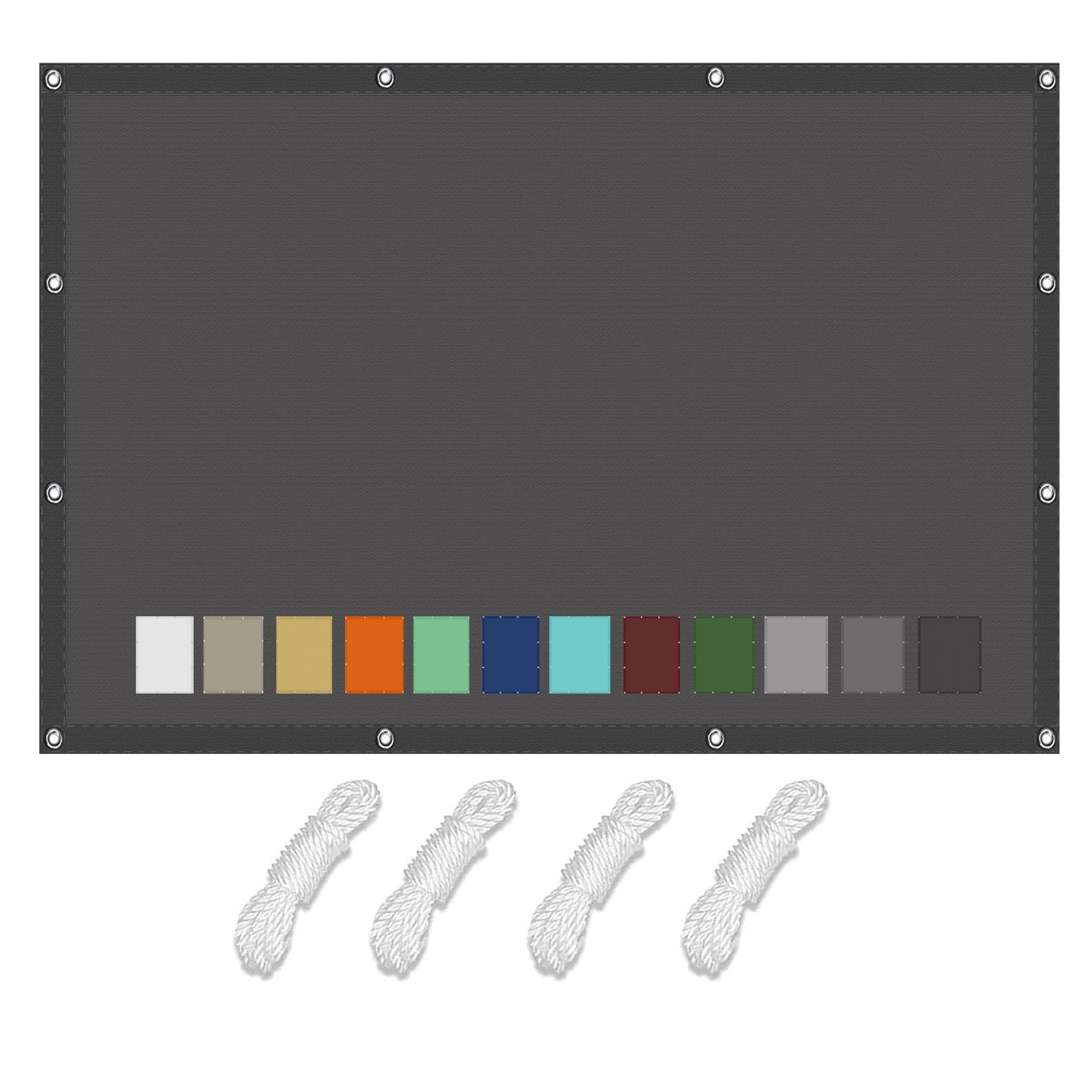 Auvent 2x5,5 m protection UV 98% avec oeillets brise-vue pour terrasse