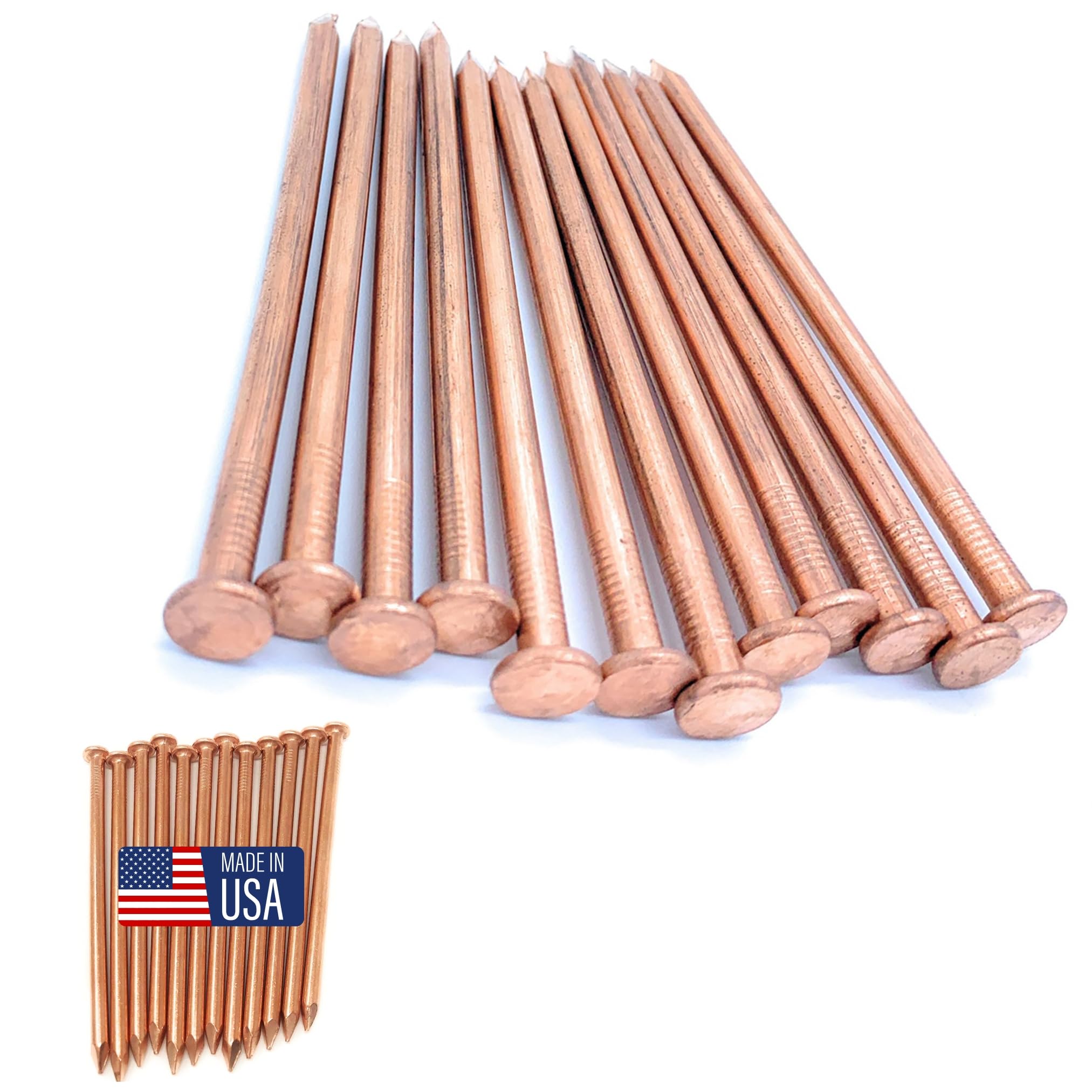 Dubbs Hardware 12-Pack Pure Copper 5-Inch Nail Spikes - Heavy-Duty Tree Stump Root Killer - Eco-Friendly & Chemical-Free Tree Removal - USA-Made Durable Spikes for Landscaping & Gardening