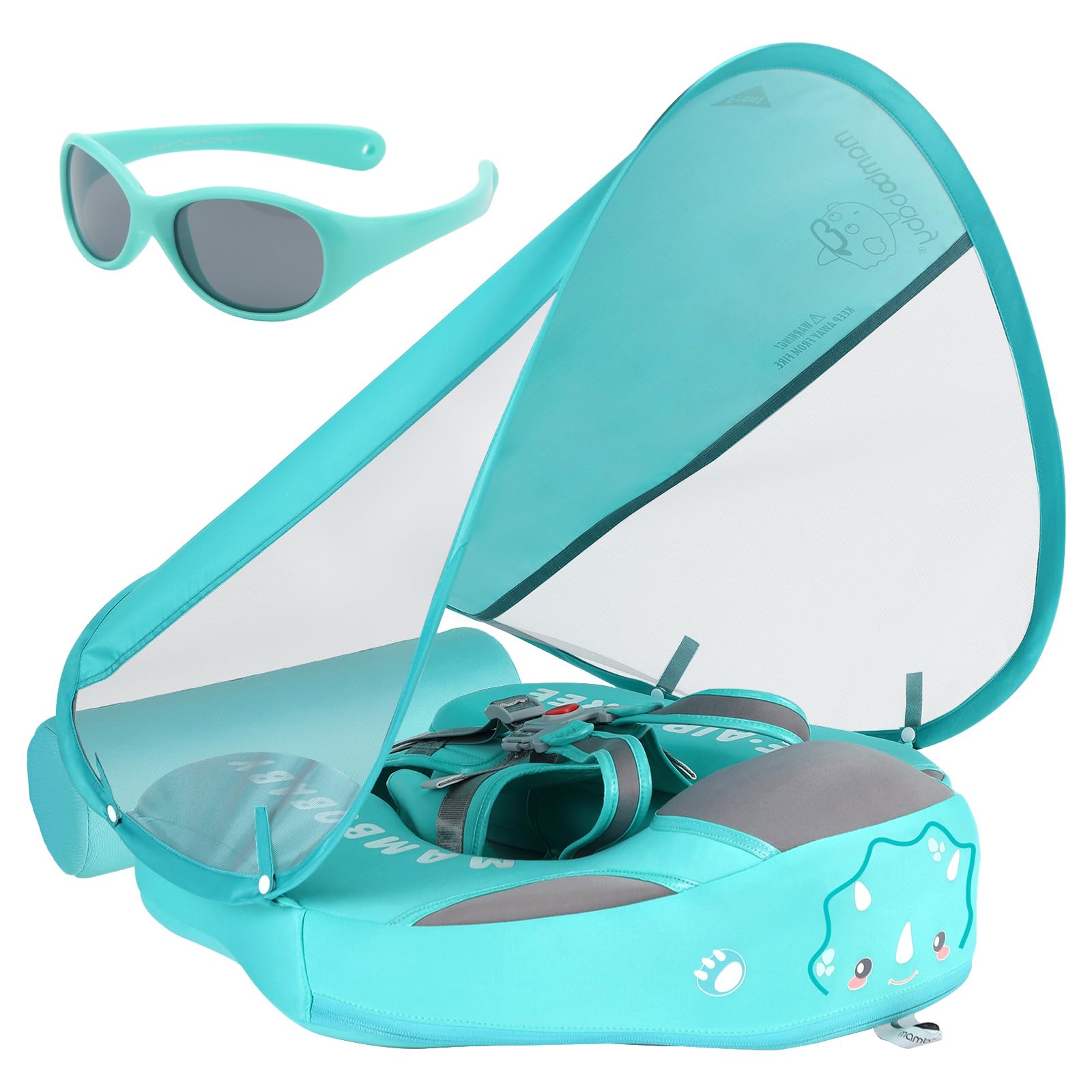 Newest Add tail no flip over start 2019.12.22 Mambobaby Non-inflatable Float Swim Trainer Relaxing Baby Float Infant Pool Float with Canopy Solid Swimming Ring Waist Float Ring Sunshade Pool Floats