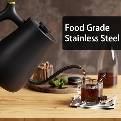 Miniatura 2 de Hervidor eléctrico de cuello de cisne, calentador de agua para té y café de 0.9 L, 1200 W, caldera de agua de acero inoxidable 304, calentamiento