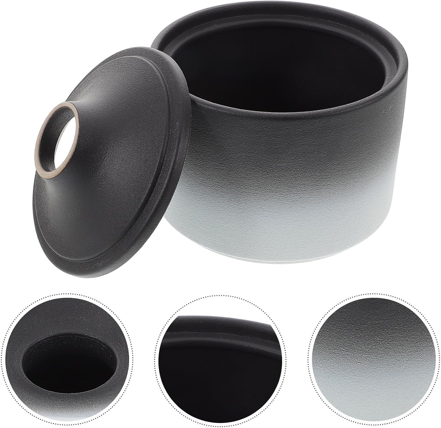 Ipetboom Ceramic Ashtray with Lid Large Windproof Tabletop Ash Holder for Home Office Use Gradient Black and White Modern Coffee Table Ashtray