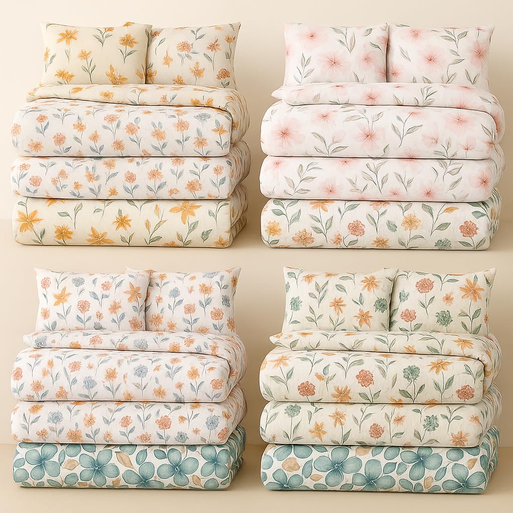 BSB HOME 220 GSM Microfiber Printed Reversible Winter Comforter Set | Bed in Bag for Double Bed (220 x 230 cm) -Value Pack Bulk Bedding Set for Wholesale Ideal for Diwali Gifting- Pack of 1