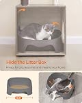 Feandrea Arbre de chat avec boîte à litière, 2-in-1 Tour Cat moderne pour les chats intérieurs, Condo Cat de 52.8-Inch avec auto-groomère, poteaux de scratching, Coussins lavables, Greige UPCT115G01