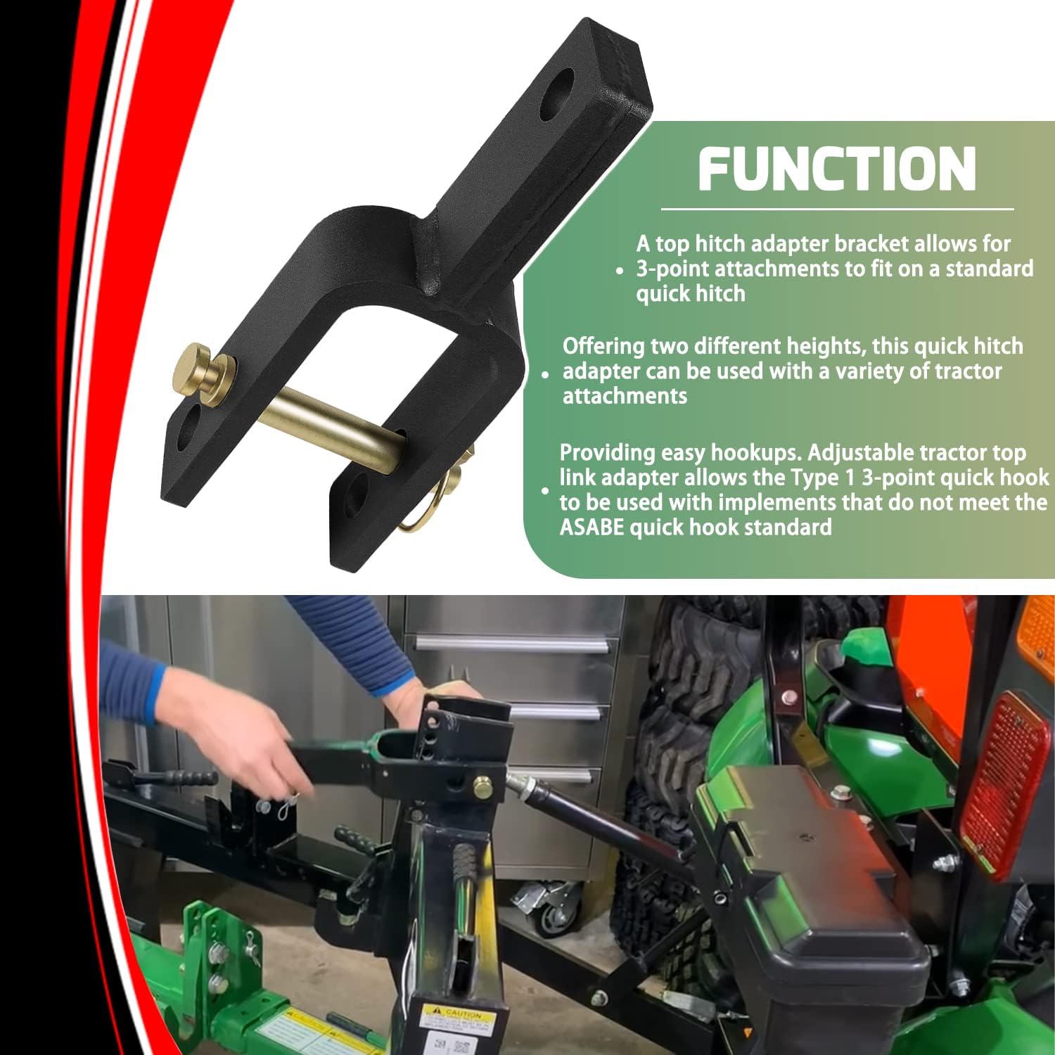 Bzsunway Versatile Quick Hitch Adapter Used to Adjust Top Link Bracket Movements for Category 1, 3-Point Quick Hitch : Patio, Lawn & Garden