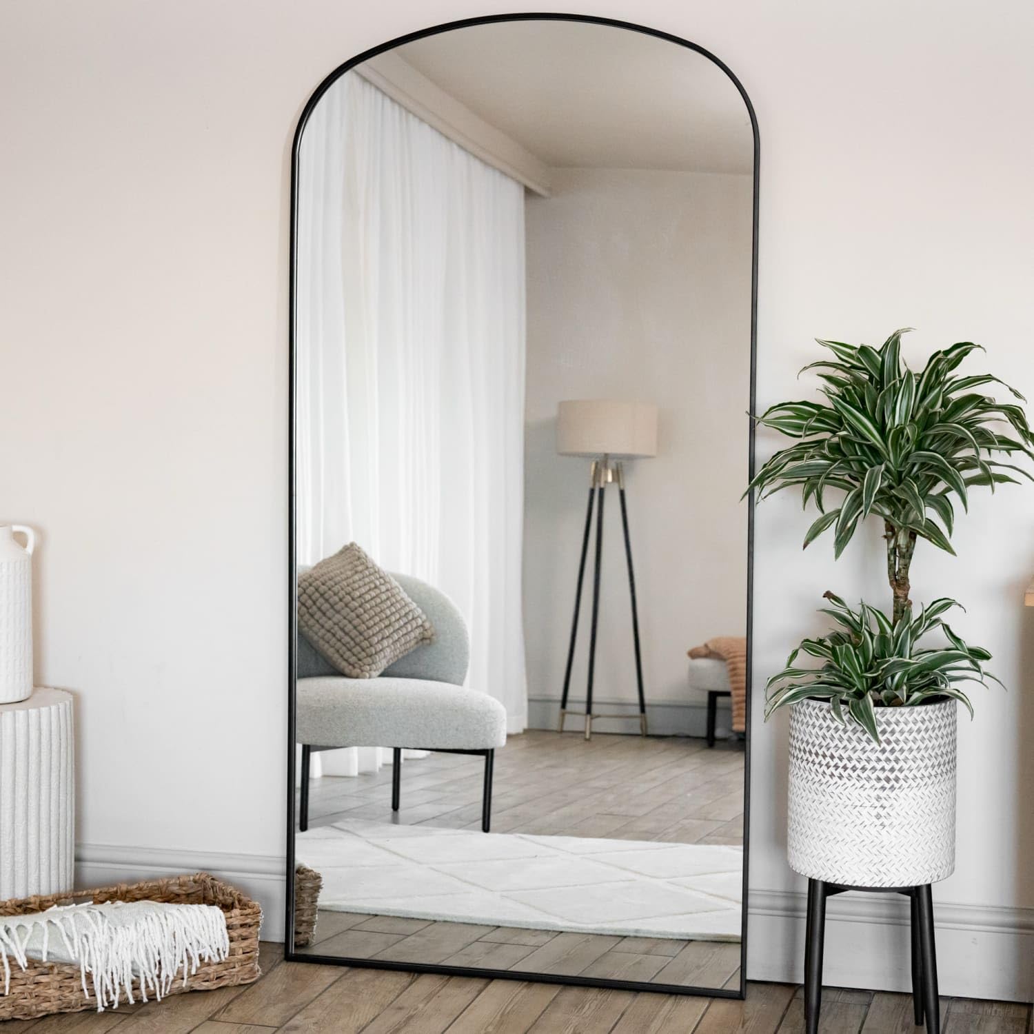 Jobu | Full Length Black Metal Gentle Arch Mirror - 180cm x 90cm | Yoko
