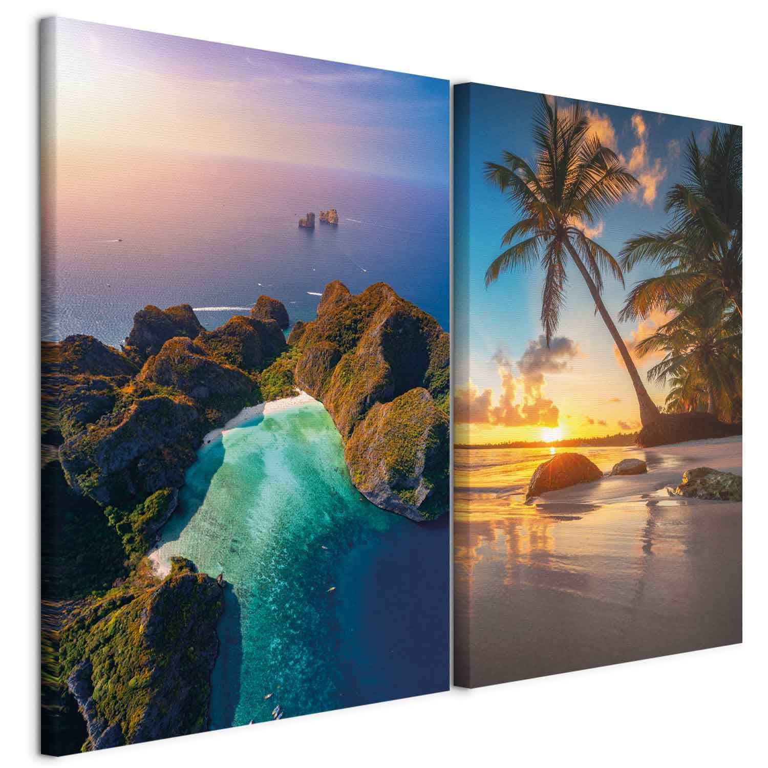 murando - Leinwandbild Set Landschaft, 120x90 cm, 2-teilig, Badezimmer | Hochwertige Leinwand, sofort aufhängbar, ideal fürs Badezimmer, wasserfest und lichtecht, langlebig, stilvoll, zeitlos, edel