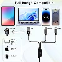 Vista 2 de Ninyoon Cámara de microscopio digital Full HD 1080P USB para iPhone iPad Android PC, 50-1000X microscopio portátil de alta definición con luz