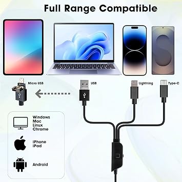 Full HD 1080P USB Digital Microscope Camera for iPhone iPad Android PC, 50-1000X High Definition Portable Handheld Microscope with Light for Coin Plants Trichome Soldering Skin Scalp