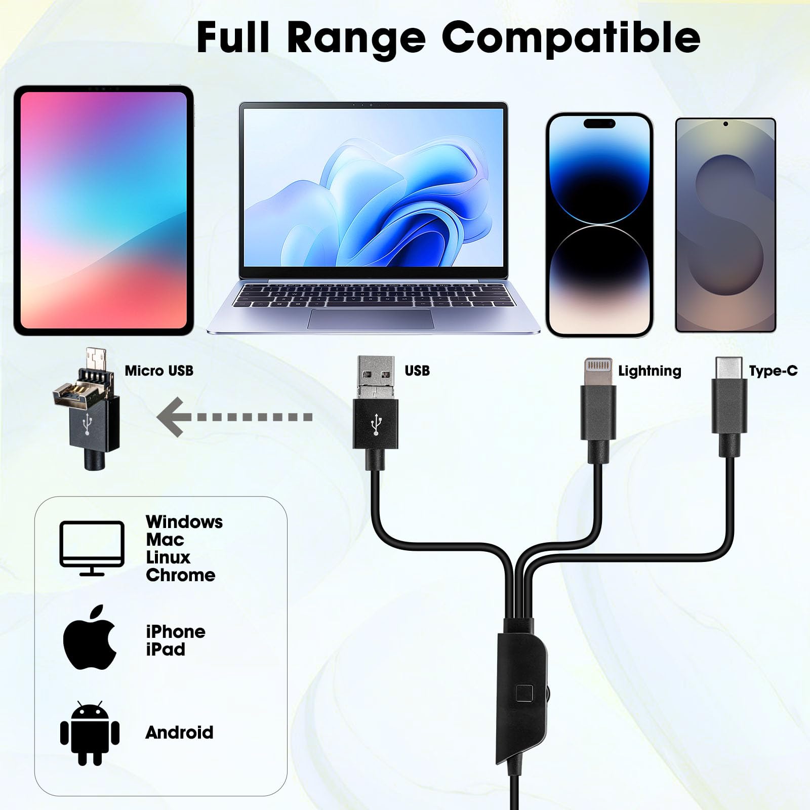 Microscope Numérique USB Full HD 1080P pour iPhone iPad Android PC, Microscope Portable Haute Définition 50-1000X avec Lumière pour Pièces de Monnaie Plantes Trichome Soudure Peau