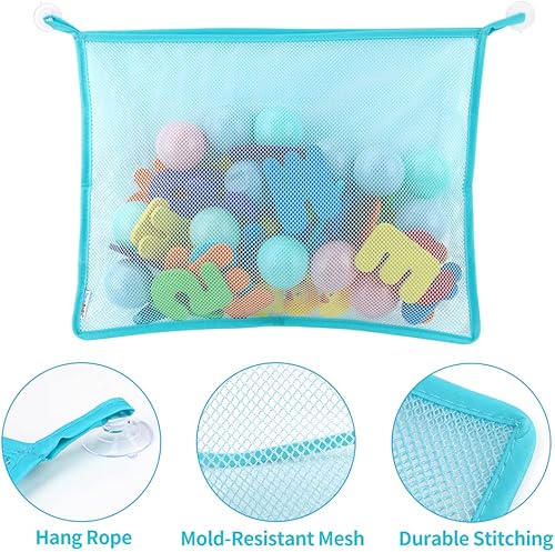 Miniatura 3 de SHXKUAN Paquete de 2 organizadores de juguetes para bañera para niños, bolsa de malla, soporte para juguetes de baño, almacenamiento de juguetes,