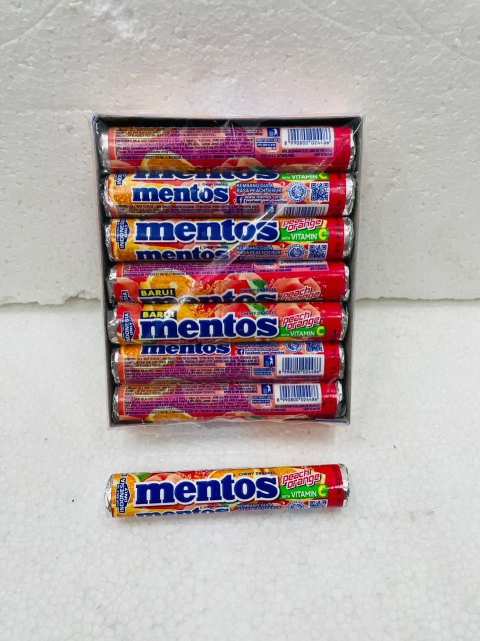 Mentos Roll Chewing Gum Roll 29g Each Box of 14 (PeachOrange) Amazon.in Grocery & Gourmet