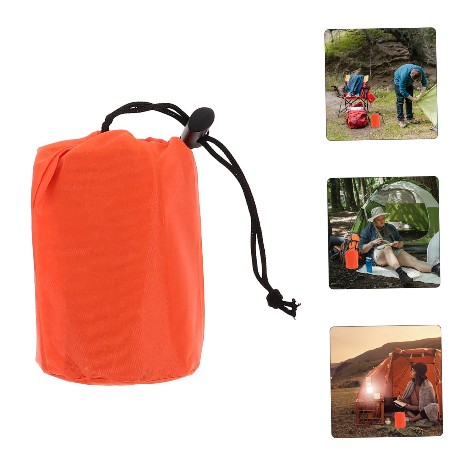 YARNOW 3set Sacchetto da Letto Termico Leggero con Sacco di Compressione e Coperta di Emergenza per Campeggio e Escursionismo da Arancione