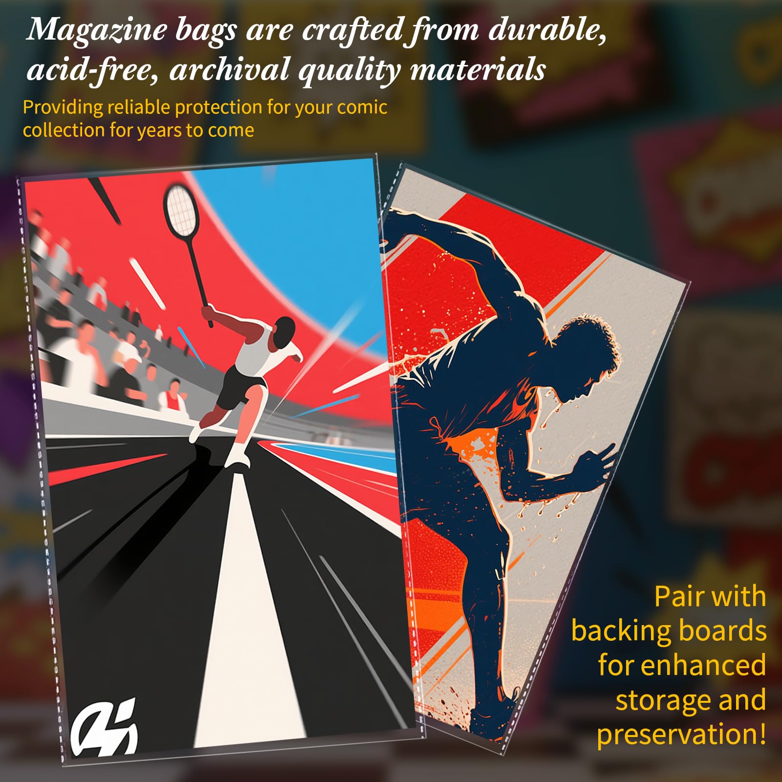 Teling 720 Comicbuchtaschen und Tafeln, transparente Magazinhüllen zur Aufbewahrung von Kunstdrucken, schützt Comics vor Schäden