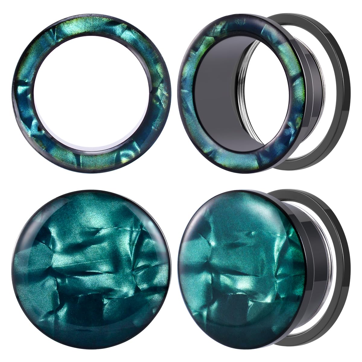 POBAISITER 4PCS Stainless Steel Ear Gagues Silverlight Tunnels for Ear Screw Fit Expander Stretcher Piercings