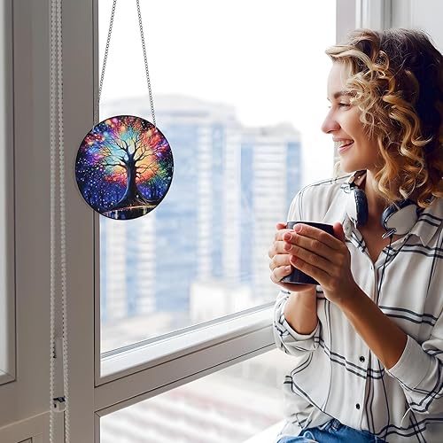 Miniatura 4 de The World Tree Suncatchers Decoración para interiores y exteriores para colgar en la ventana, panel decorativo colgante del árbol de la vida con