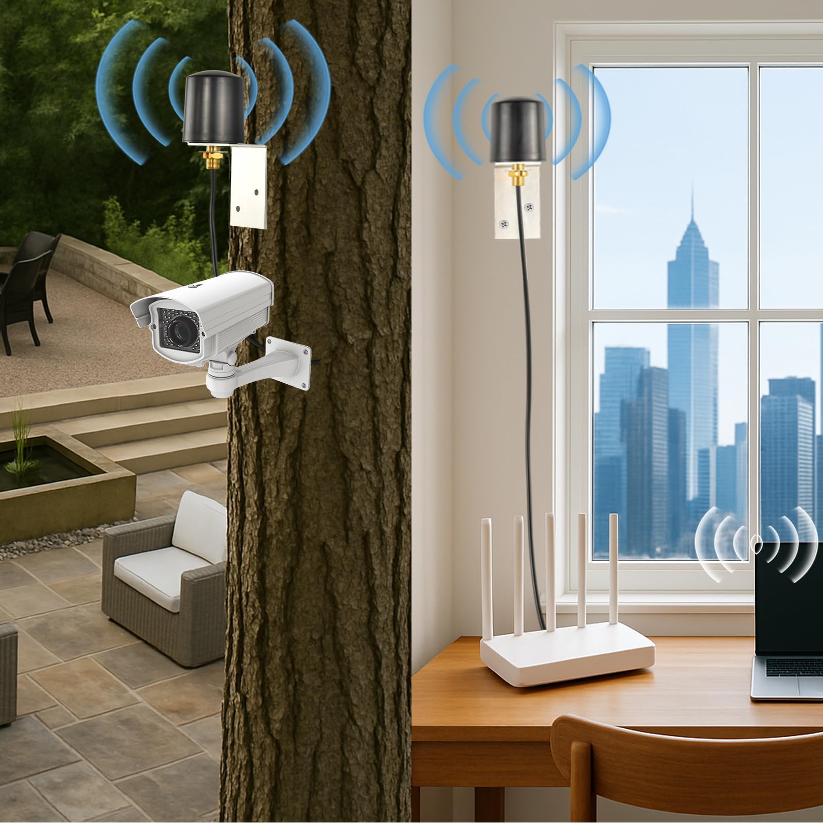 Antenne MIMO 5G 4G LTE 600-6000 MHz Antenne 5 dBi Omnidirectionnelle Extérieure avec Câbles BMR200 SMA Mâle 5M et Adaptateurs TS9 pour Routeur Passerelle Modem WiFi IoT ISM
