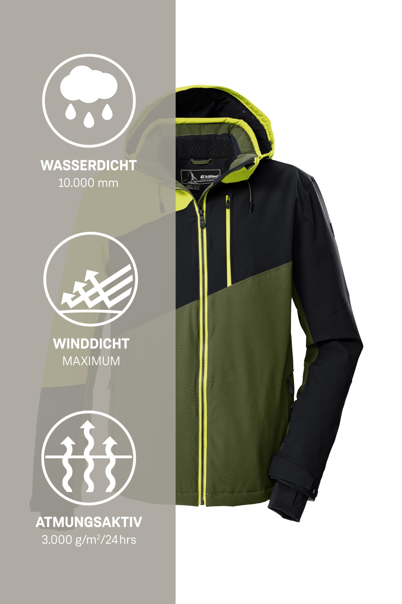 Killtec Kurtka outdoorowa/funkcjonalna z odpinanym kapturem i osłoną przeciwśnieżną Mężczyźni Ksw 32 Mn Ski Jckt