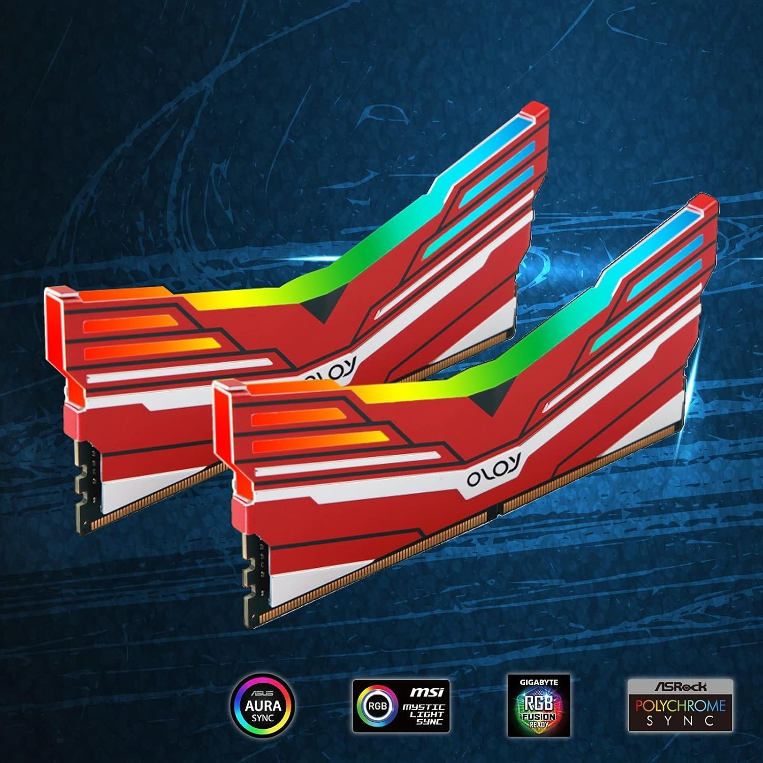 OLOy DDR4 RAM 16GB (2x8GB) Red Warhawk Aura Sync RGB 2666 MHz CL19 1.2V 288-Pin Desktop UDIMM (MD4U0826191BC0DA)