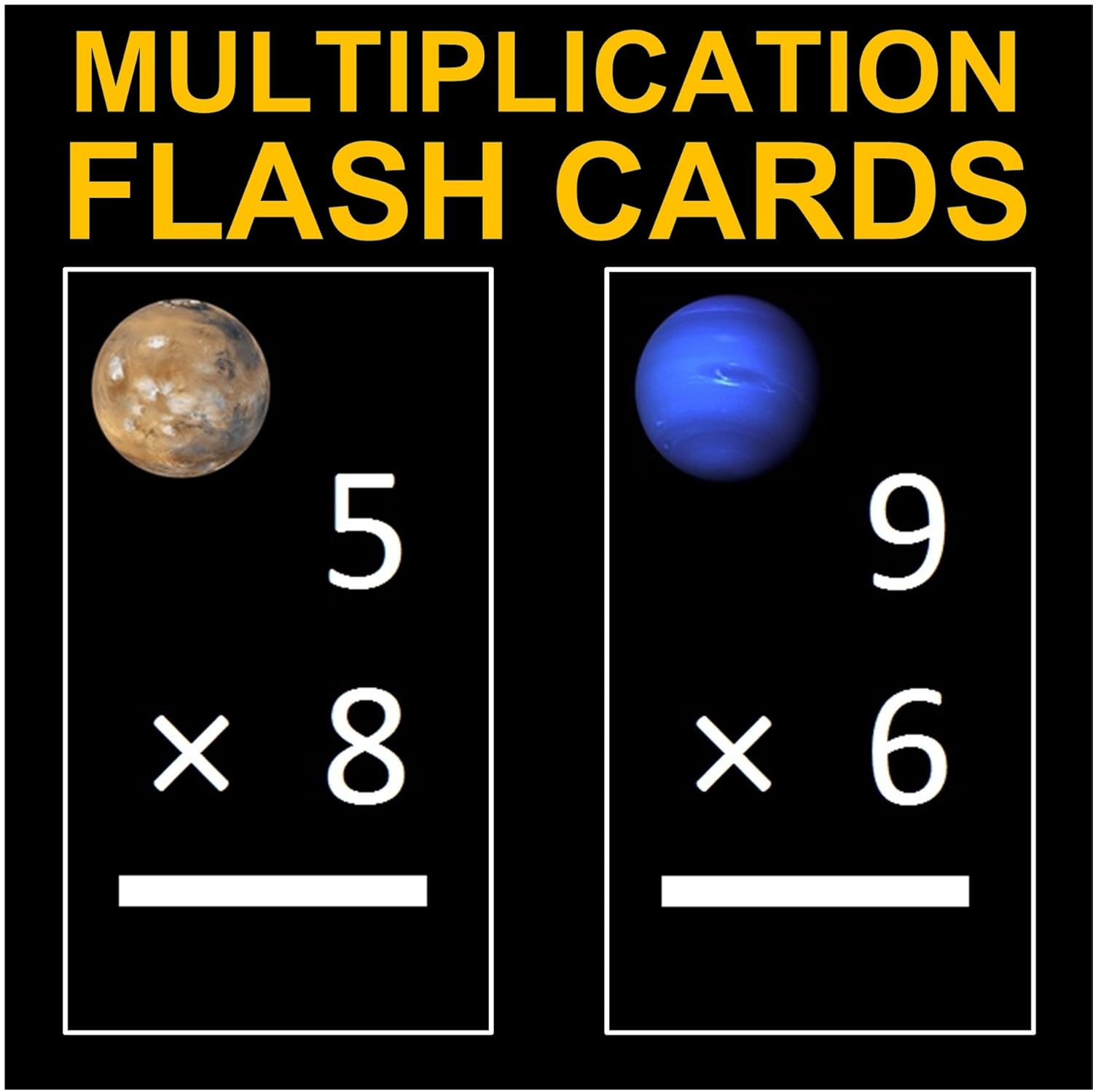 Amazon Far Out Multiplication Flash Cards 112 (Decorated with Solar