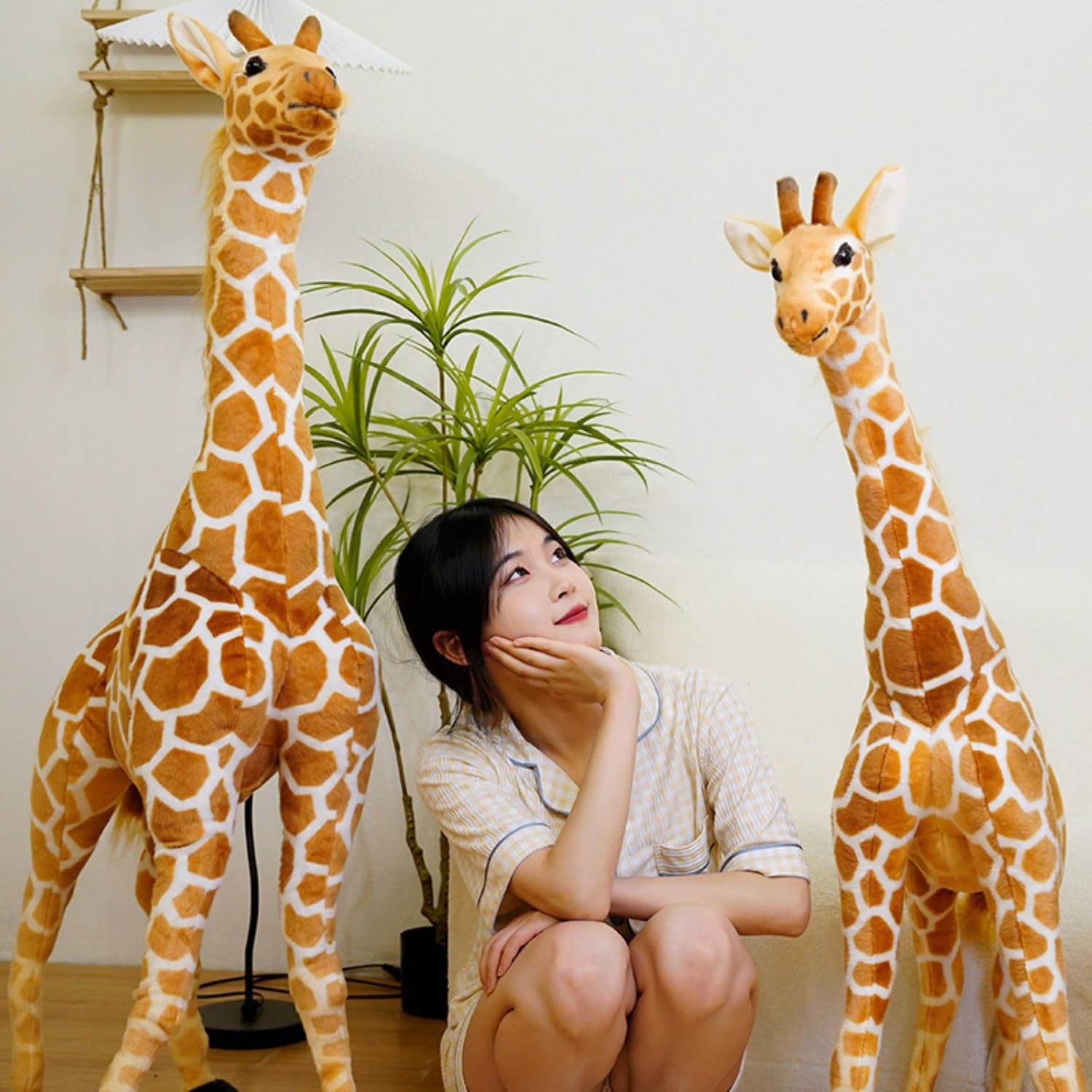 champracer Großes Giraffe Plüschtier, Giraffe Kuscheltier Groß Stehend Riesen Stofftier Puppe Deko Geschenk Kinder Spielzeug Braun Gelb (100cm)