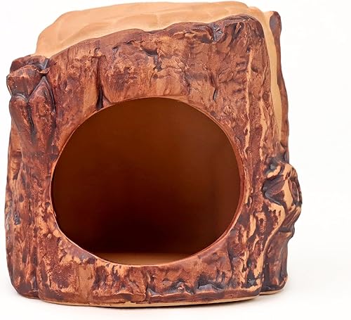 Miniatura 1 de Hábitat de hámster de tocón de árbol de cerámica, casa de escondite de estilo nativo para todas las estaciones para ratones hámster, jerbos u otras