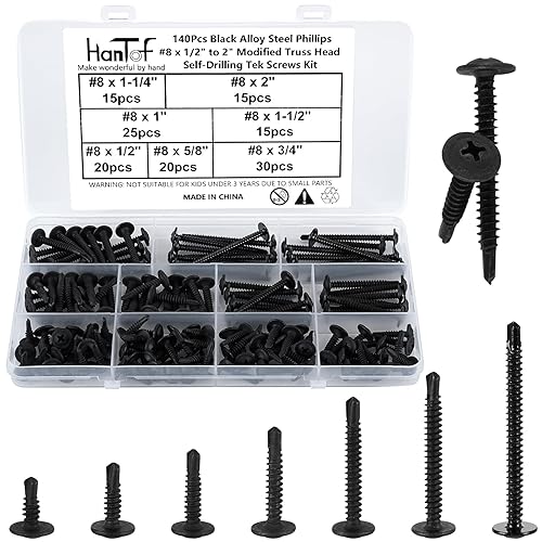 HanTof M3 - Juego de tornillos de madera pequeños de cabeza plana, 480 piezas, 9 tipos de 0.118in de diámetro, cabeza avellanada Phillips